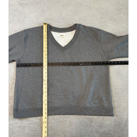Pact Organic V-Neck Pullover Sweatshirt Gray - Picture 7 of 7